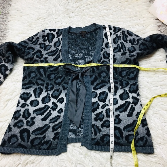 Dana Bachman Knitted Ombré Animal Print Cardigan Open Tie Front Size Large - Picture 11 of 13